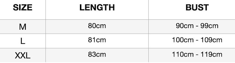 Womens Satin Nightgown dimensions and specifications