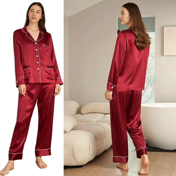 buy red pure silk sleepwear